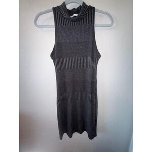 Acemi Dress Womens Medium Gray Sleeveless Ribbed Turtleneck Minimalist Chic